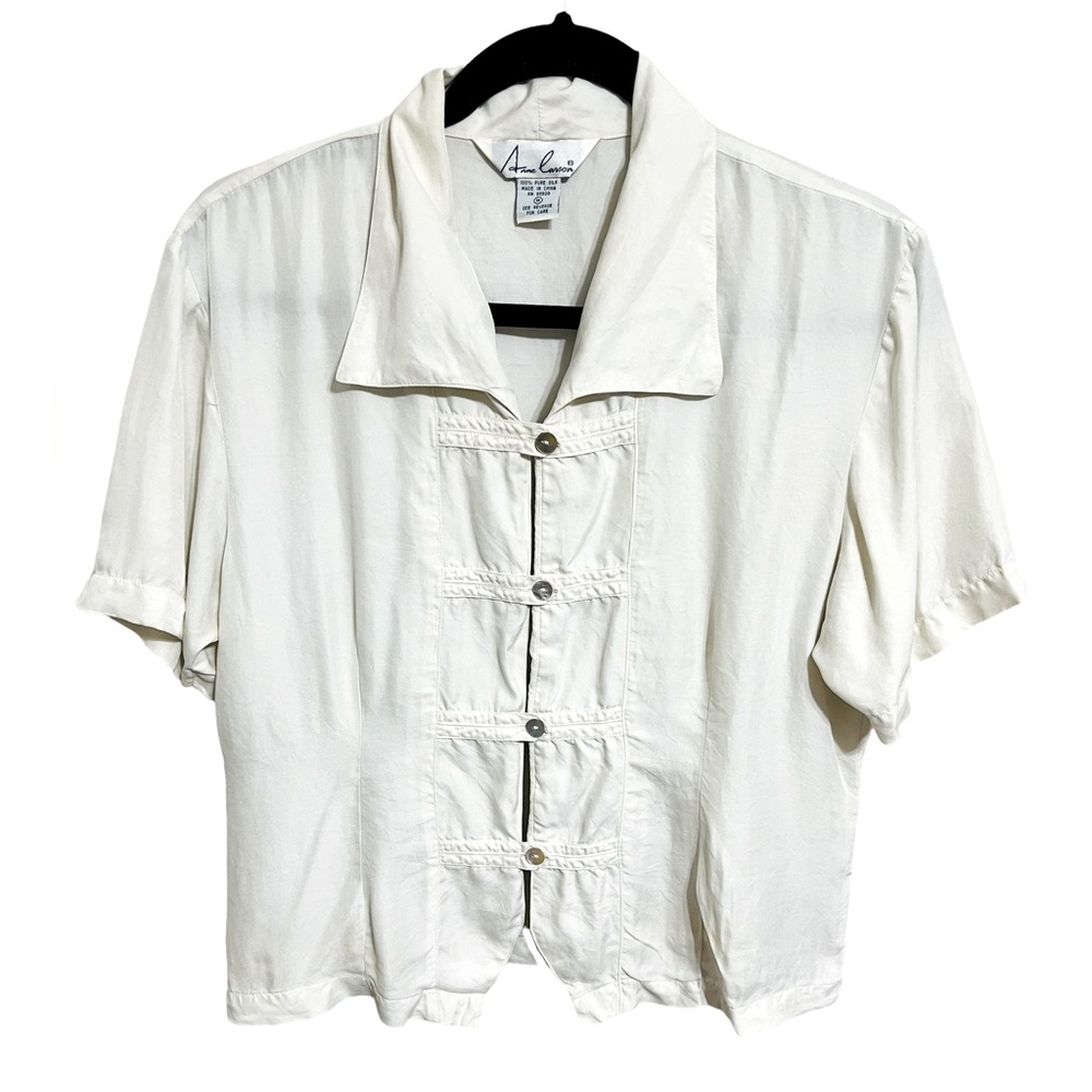 Vintage Anne Larson Pure Silk Button Blouse size Medium
